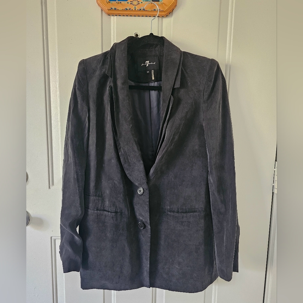 7 for all mankind gray interesting double collar chic‎ blazer size XS